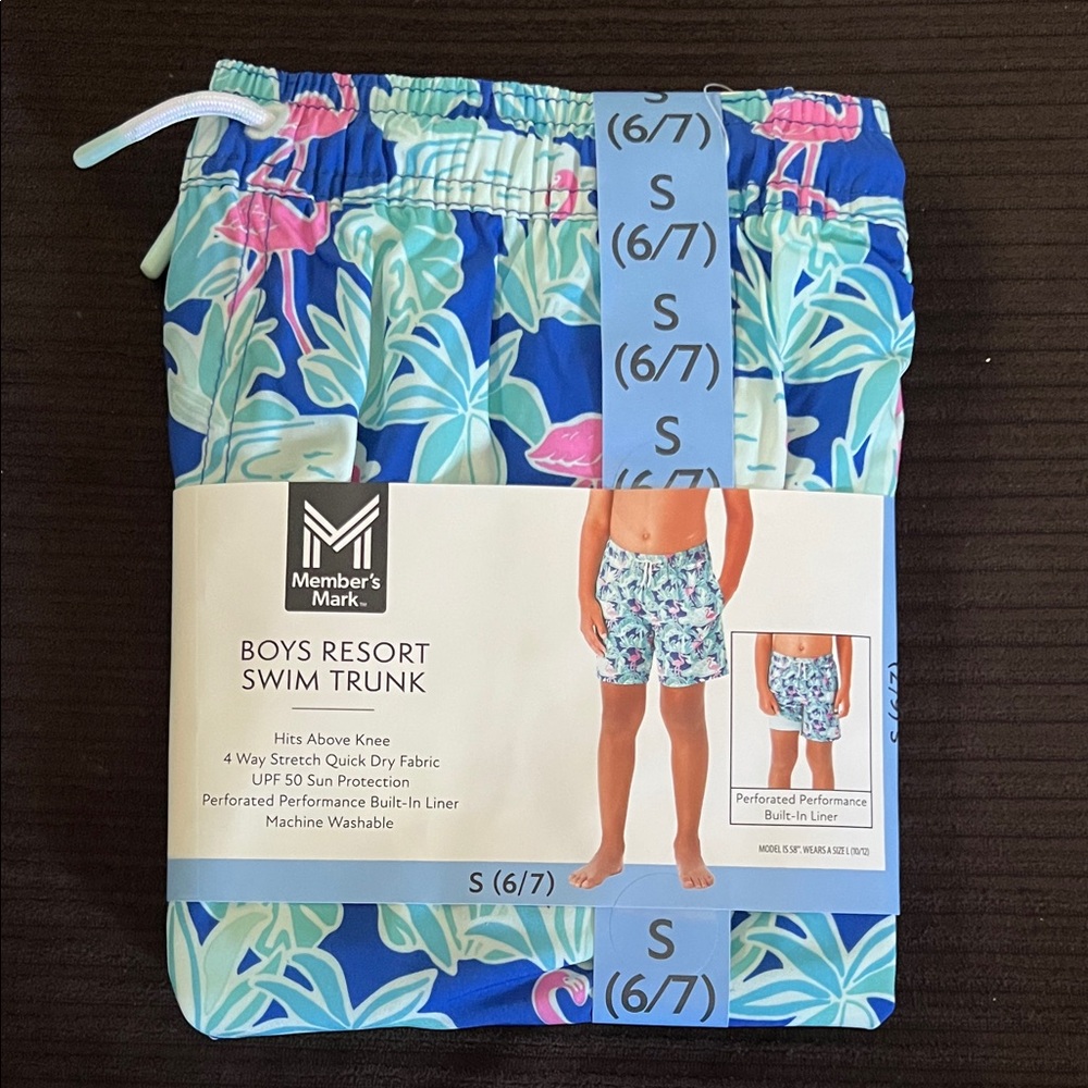 Member's Mark Boys Resort Swim Trunk - Blue and Green